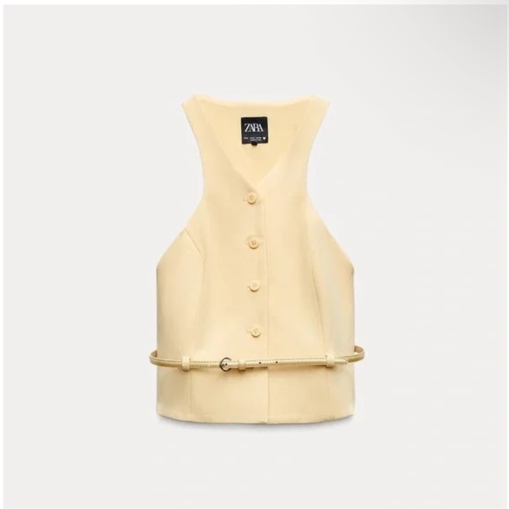 Zara Yellow Halter Vest Top with Belt